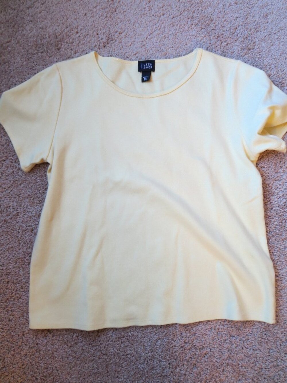 Eileen Fisher Yellow 100% Cotton Tee Shirt Top Size=XS